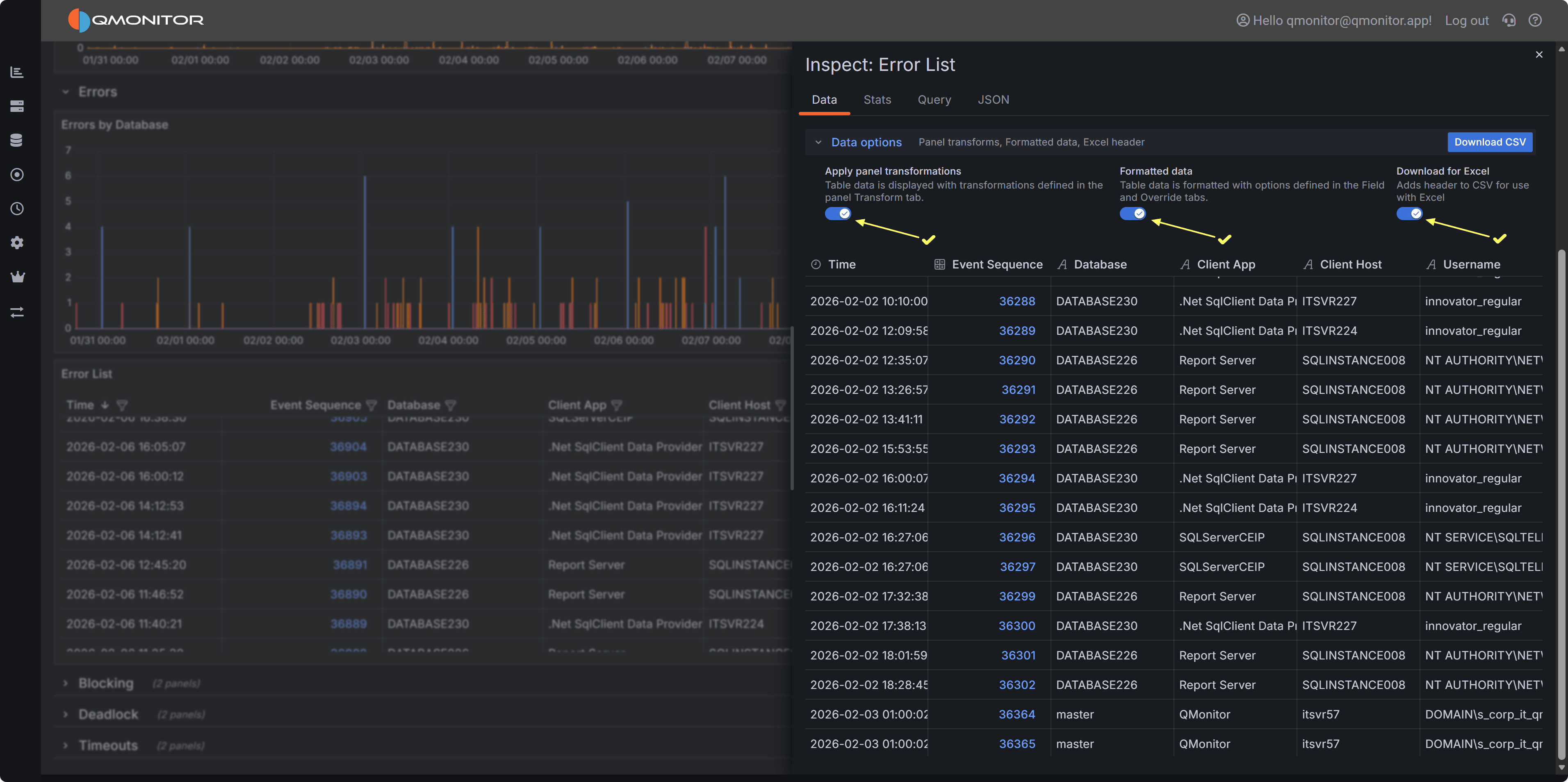 Export Errors Dialog