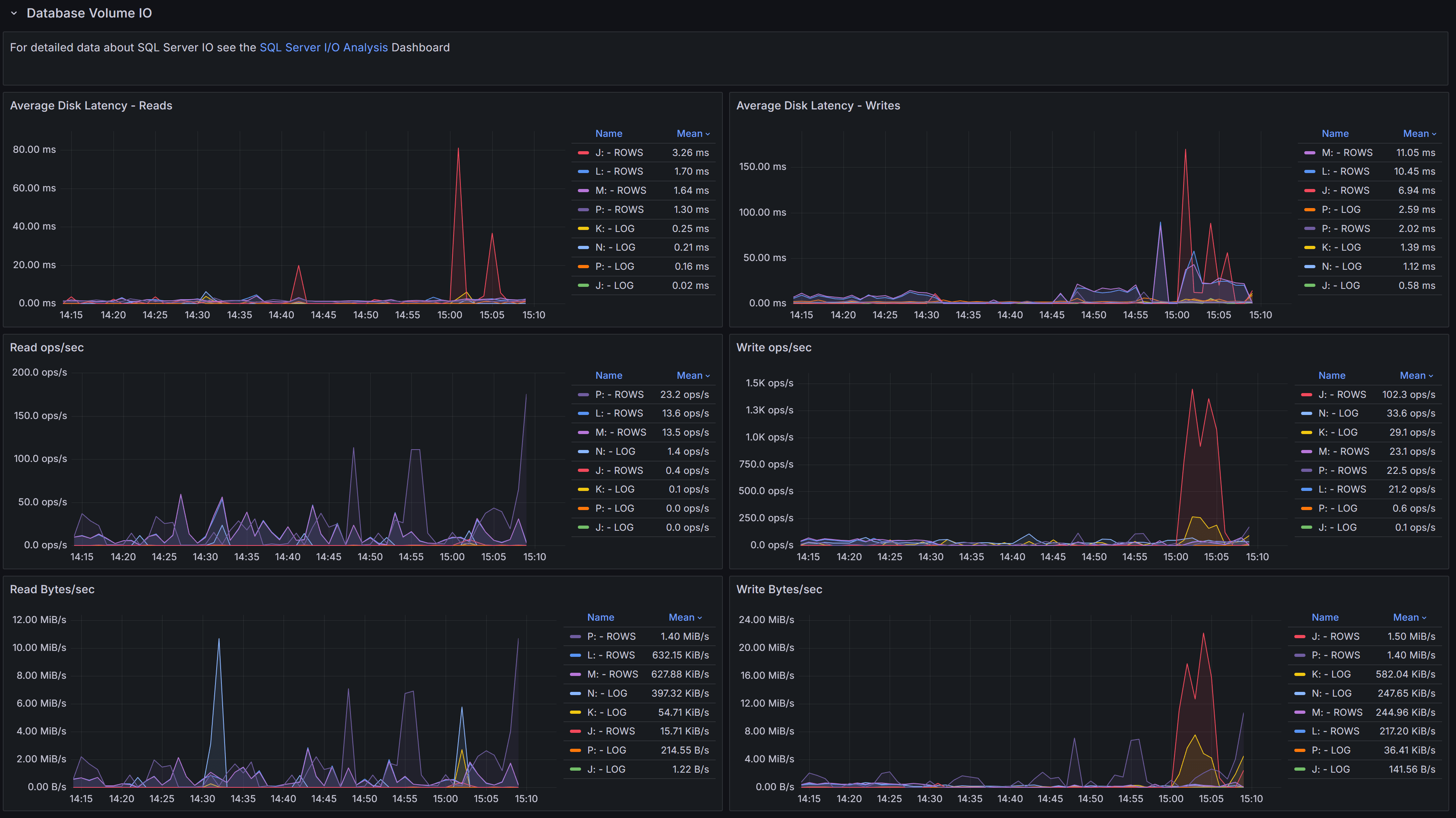 Database Volume I/O Section