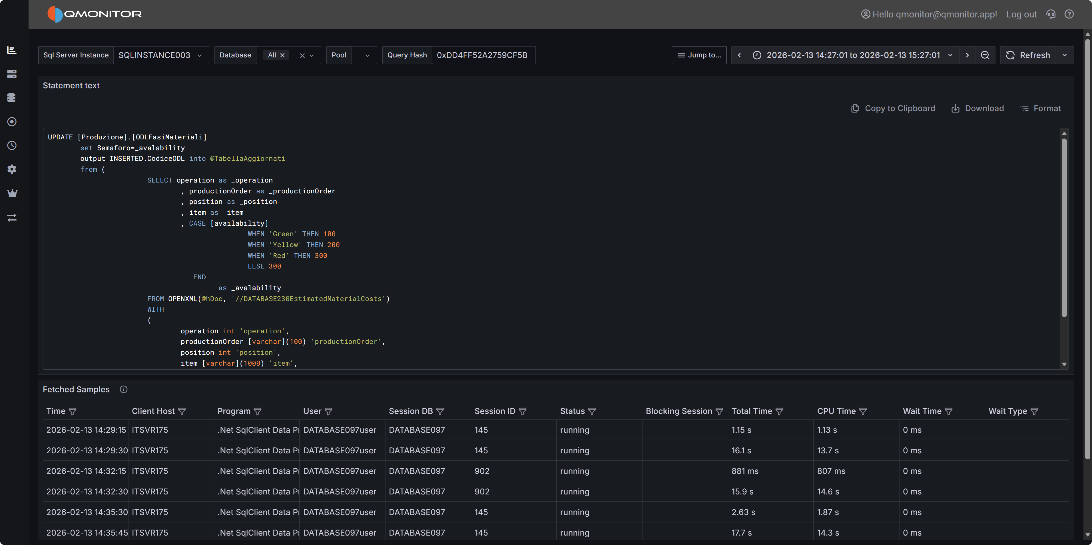Query Detail Dashboard